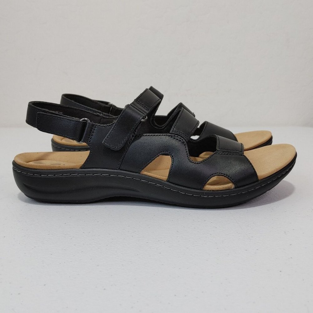 Clarks Collection Black Leather Sandals Laurieann style Women's Size 11